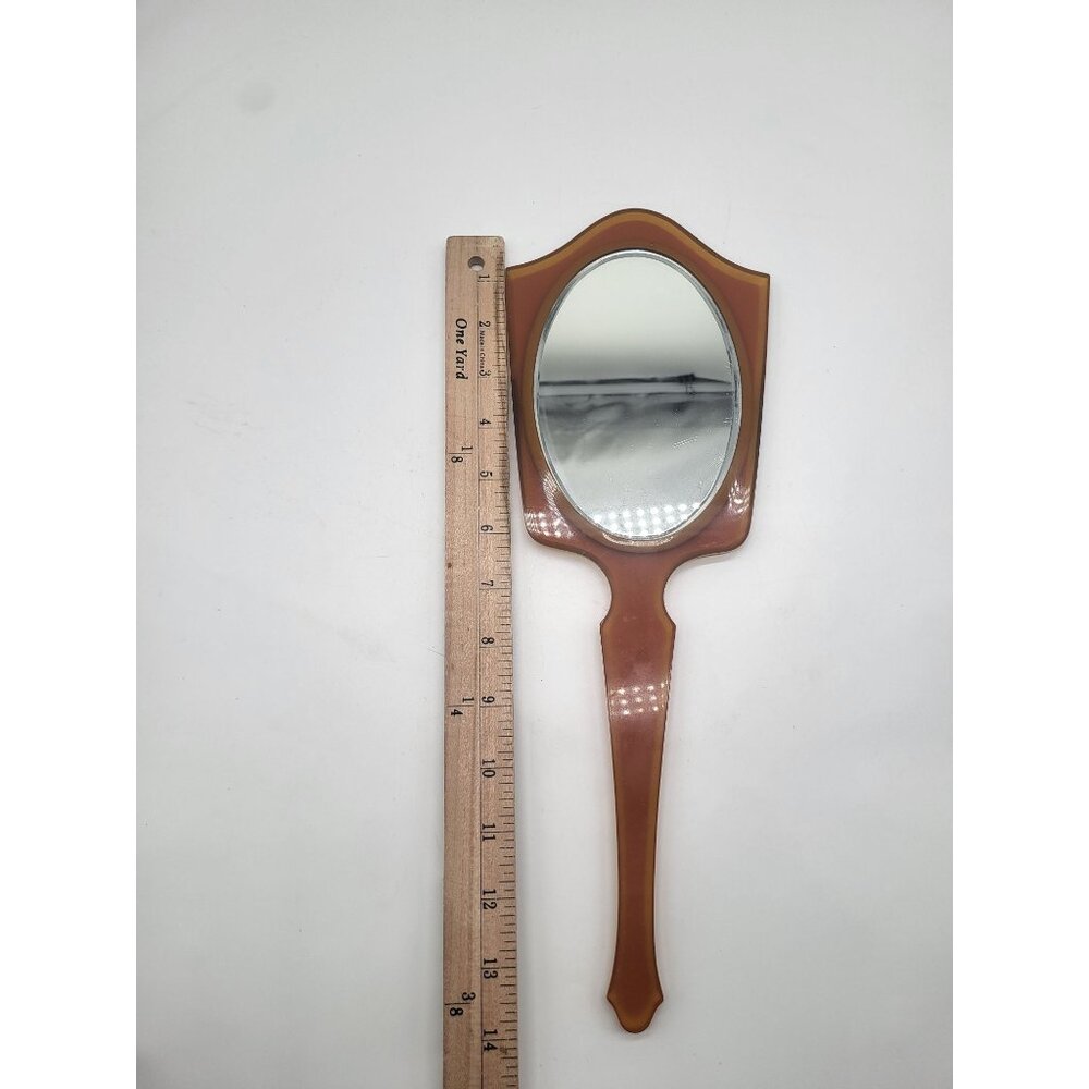 Vtg Art Deco Pearlized Celluloid Bakelite Hand Held Mirror - Picture 7 of 10